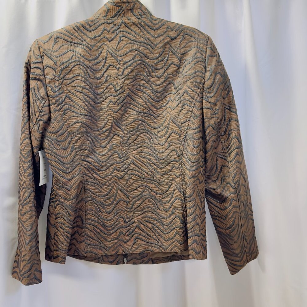 Due Per Due Ladies NWT Brown Black Zipper Jacket Style T71850 Striped Tiger - Picture 4 of 16